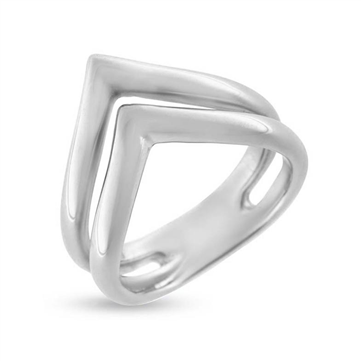 Ring dobbbelt V ring i sølv