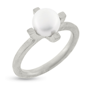Ring perle, 4 grabber, fv. kult. perle 7½-8 mm. 925s
