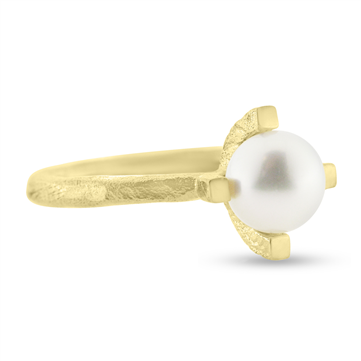 Ring perle, 4 grabber, fv. kult. perle 7½-8 mm. 925s forgyldt (forgyldning vil blive slidt af ved brug !)