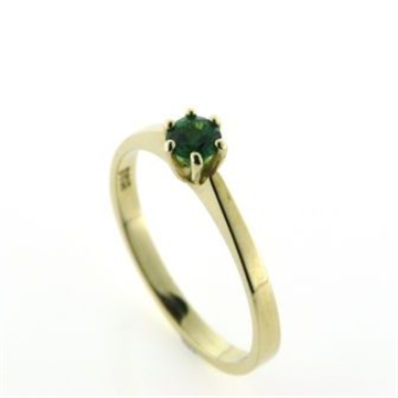 Ring solitaire ægte fac. tsavorite 14 kt