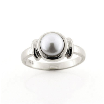 Ring m. fwp. button, 6½-7 mm. 925s.