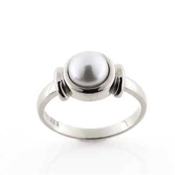 Ring m. fwp. button, 6½-7 mm. 925s.