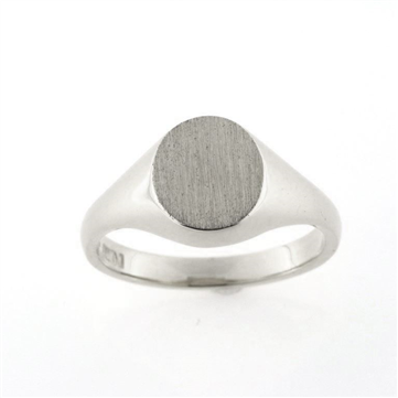 Ring, Signetring oval plade 11*9,5 mm. 14 kt. hvg.
