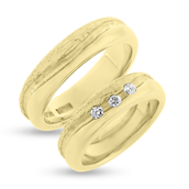 Vielses & Forlovelses ringe, i d- ring 3 brill. a 0,05 w/vs. 14 kt.