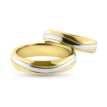 Vielses & Forlovelses ringe 8 kt. gul med sølv i rille