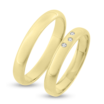 Vielses & Forlovelses ringe, d-ring 3* 0,01 w/vs. 8 kt. (br. 3,5 mm. tk. 1,5 mm.)