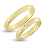 Vielses & Forlovelses ringe, 5* 0,005 w/vs. i damering, 14 kt.