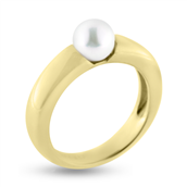 Ring i guld m. ferskvandsperle 6-6½ m/m.