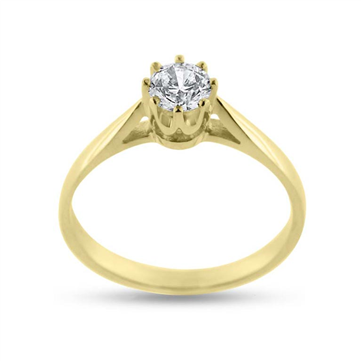 Ring solitaire, 5 mm. sten i guld