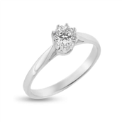 Ring solitaire, 5 mm. syn. sten, 14 kt. hvg.