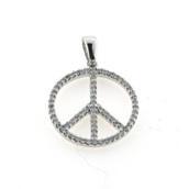 *Vedhæng, fredstegn (peace tegn) brilliant ialt 0,25 ct. w/si.(hj. 15,5 mm.) 18 kt. 750 hvg. 