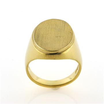 Ring oval plade, lille kant, Signetring 16,5*12 mm.