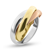 Ring 3 i en, br. 3,5 mm., tk. 1,5 mm. 14 kt.