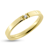 Alliancering i 14 kt. m. diamant 0,02 w/vs.