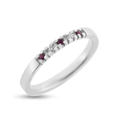 Alliancering  2* 0,02 w/vs. + 3* rubin 0,02 ct. 14 kt. hvg.
