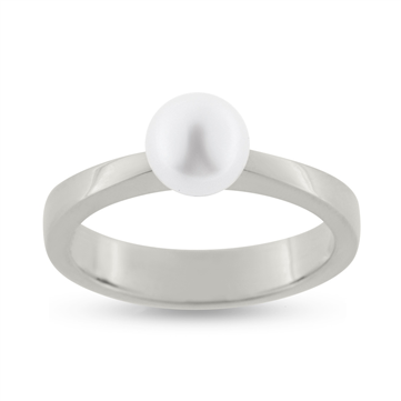Ring perle 6 m/m. sv. perle. 925 s.