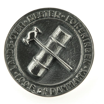 Lands over mester foreningen, emblem, LOMF Loge, dia. 28 mm, (prøve, kan ikke købes) 925s sølv oxyd
