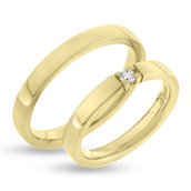 Vielses & Forlovelses ringe, d-ring 0,07 w/vs. 14 kt. (br. 3,1-tk. 1,9 mm.)