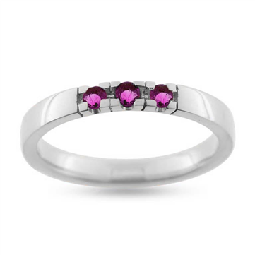 Allia. ring 14 kt. hvg. 3 * pink safir a 0,07 ct.