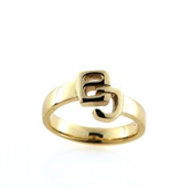 Ring, massiv med udsavet monogram BJ, guld