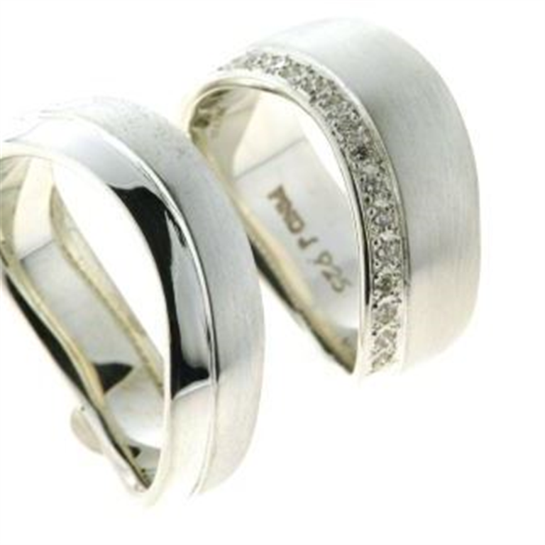 1 par ringe, D-ring fattet 18 brill. a 0,01 ct. w/si. sølv | Pind J. Design - Køb hos pindj.dk