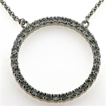 Vedhæng - halskæde, 36 brill. a 0,06 ct, 14 kt. hvg. 52 cm. (smykke cirkel roset) 