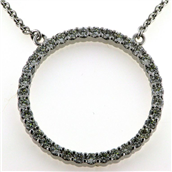 Vedhæng - halskæde, 36 brill. a 0,06 ct, 14 kt. hvg. 62 cm. (smykke cirkel roset) 