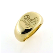 Ring, signetring massiv med fræset monogram, 14 kt. guld