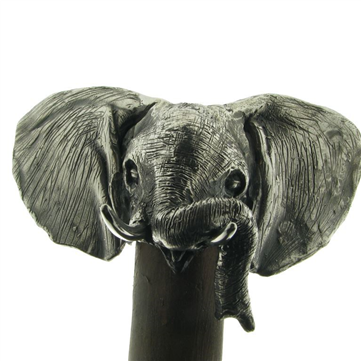Elefant håndtag til træstok, massivt sølv