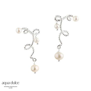 Aqua Dulce Swirl Love øreringe sølv m. perler