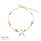 Aqua Dulce Koi Rose Pearl armbånd forgyldt sølv m. perler (17 + 3 cm)