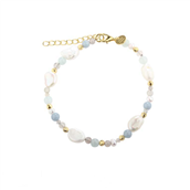 Aqua Dulce Sky Blue Pearl armbånd forgyldt sølv m. fvp (17 + 3 cm)