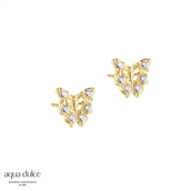 Aqua Dulce Tiny Butterfly øreringe forgyldt sølv m. cz
