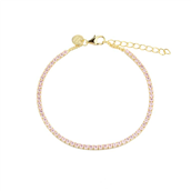 Aqua Dulce Rose Dagny Tennis armbånd forgyldt sølv m. cz (17 + 3 cm)