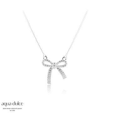 Aqua Dulce Elegant Bow halskæde sølv m. cz (40 + 4 cm)