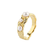 Aqua Dulce Ruffle Pearl ring forgyldt sølv m. fvp (str. 50-62)