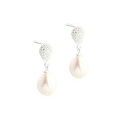 Aqua Dulce Pavé Pearl øreringe sølv m. cz + fvp