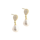 Aqua Dulce Pavé Pearl øreringe forgyldt sølv m. cz + fvp