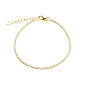 Aqua Dulce Tennis Small armbånd forgyldt sølv m. cz (17 + 3 cm)