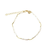 Aqua Dulce Alura White armbånd forgyldt sølv m. perler (17 + 3 cm)