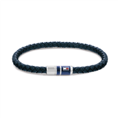 Tommy Hilfiger armbånd blå læder 21,5 cm med klik lås