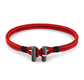 *Tommy Hilfiger Red Bracelet armbånd rød nylonsnor med stål lås 21cm