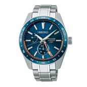 Seiko Presage GMT automatic, rustfrit stål, 100 meter, 42,2 meter, blå, chronograph