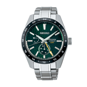 Seiko Presage GMT automatic, rustfrit stål, 100 meter, 42,2 meter, grøn, chronograph