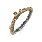 By Birdie Zeus Single Brill ring sort rhodineret sølv m.14kt og 0,05 ct brillant (str. 52-60)