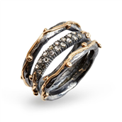 By Birdie Zeus Tribeca Pavé ring sort rhodineret sølv m.14kt og 0,30ct diamanter (str. 52-60)