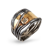 By Birdie Hubble Gold ring sort rhodineret sølv m.14kt guldpynt og m. 1 x 0,10 ct diamant (str. 52-60)