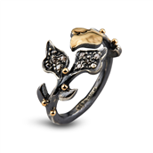 By Birdie Kensington ring sort rhodineret sølv m.14kt og ialt 0,08 ct brillant (str. 52-60)