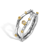 By Birdie Grace Duo Polished ring sølv m. 14 kt guld + 0,05 ct (str. 52-60)