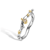 By Birdie Grace Single Polished ring sølv m.14kt og 0,05 ct brillant (str. 52-60)